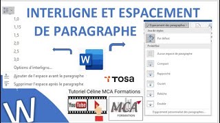 tuto céline mca interlinge et espacement de paragraphe  Word [upl. by Yaron]