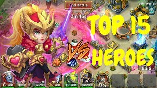 Rosaleen VS TOP 15 Heroes l Castle Clash [upl. by Ydissak]