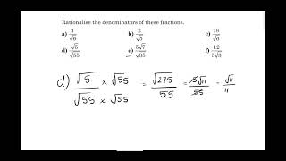 How to Ratinalise a Denominator  IGCSE O level maths [upl. by Andrej185]