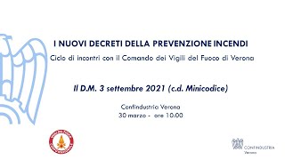 I NUOVI DECRETI DELLA PREVENZIONE INCENDI Il DM 3 settembre 2021 cd Minicodice [upl. by Shaeffer]