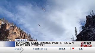 Hanging Lake Bridge parts flown in by helicopter [upl. by Onahpets842]