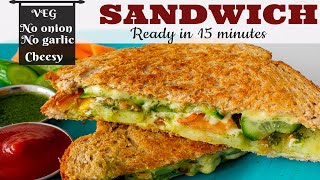 Quick tawa sandwich recipe  Double cheese veg sandwich  No onion no garlic sandwich recipe [upl. by Arahset]