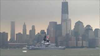 Japanese destroyer JS Shirane passes the World Trade Center at the start of Fleet Week [upl. by Pearson]