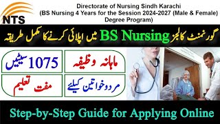 BS Nursing Admissions Sindh Government Colleges 202427  Directorate of Nursing Sindh BSN Nursing [upl. by Godderd]