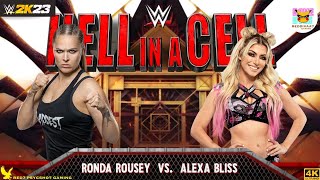 FULL MATCH  Ronda Rousey vs Alexa Bliss – Raw Women’s Title Match Hell in a Cell  WWE 2K23 [upl. by Elish385]