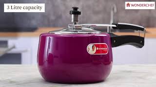 Regalia Pressure Cooker Purple 3L  Wonderchef by Sanjeev Kapoor [upl. by Nnylahs]