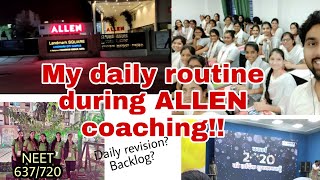 My daily routine during offline ALLEN coachingScheduleDaily revision neet allenkota [upl. by Oirram650]