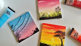 3 Paintings for beginners  3 mini canvas paintings  aesthetic paintings [upl. by Brendan]