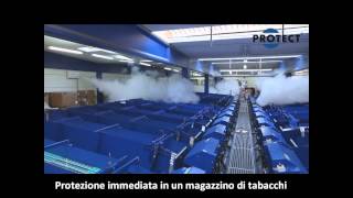 Protezione nebbiogena in un magazzino di sigarette e tabacco con nebbiogeno PROTECT [upl. by Annerahs]