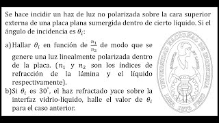 ÓPTICA CLÁSICA Polarización por reflexión en una placa óptica y ecuaciones de Fresnel FCUNI [upl. by Soalokcin]