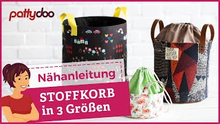 Nähanleitung Utensilo mit Tunnelzug  gratis Schnittmuster  Stoffkorb für Spielzeug oder Handarbeit [upl. by Karina]