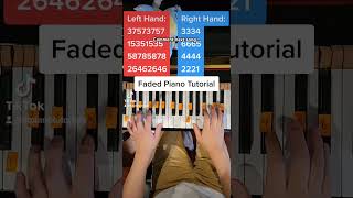 Faded Piano Tutorial piano tutorial how best shorts [upl. by Ycart]