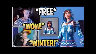 Streamers GET the NEW FREE quotWINTER ONESIEquot SKIN in Fortnite [upl. by Allianora]