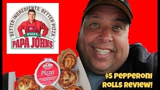 Papa Johns Pizza® 5 Pepperoni Rolls REVIEW [upl. by Esinad689]