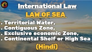 Law Of Sea Territorial Water Contiguous Zone Exclusive Economic Zone Continental Shelf in Hindi [upl. by Ylloj955]