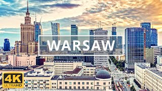 Warsaw Poland 🇵🇱  4K Drone Footage With Subtitles [upl. by Ariuqahs]