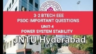 jntuh 32 btech EEE PSOC important questions UNIT4POWER SYSTEM STABILITY jntuh [upl. by Yasu]