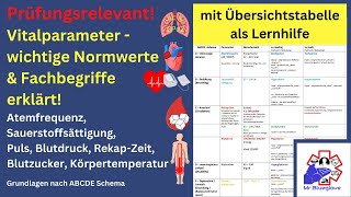 PRÜFUNGSWISSEN Die wichtigsten Vitalparameter Normbereiche amp Fachbegriffe einfach erklärt [upl. by Nomaid]