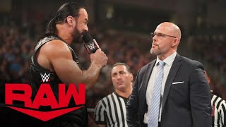 Drew McIntyre loses his temper with Adam Pearce and Seth Rollins Raw highlights July 15 2024 [upl. by Aiden47]