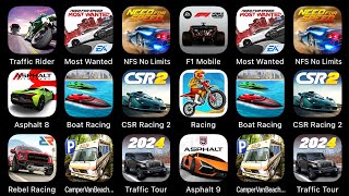 Traffic Rider Most Wanted NFS No Limits F1 Mobile Asphalt 8 Boat Racing CSR Racing 2 Racing [upl. by Enram]