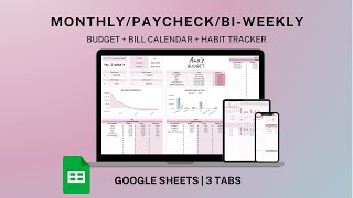 Budget Planner Smart Calendar Habit Tracker Spreadsheet for Google Sheets [upl. by Iey]