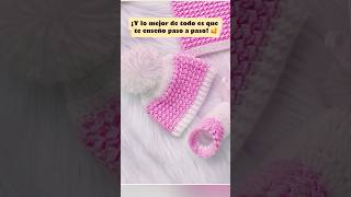 Aprende a tejer escarpines y gorrito de bebés recién nacido con ganchillo  Baby booties set shorts [upl. by Amikay]