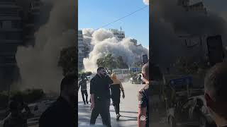 Footage shows the moment the Israeli army targets a residential area in the Lebanese capital [upl. by Okimuy]