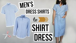 Mens Dress Shirts to Shirt Dress EASY DIY REFASHION  Episode 10 [upl. by Eniaj]