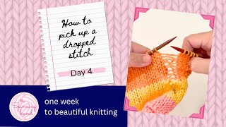 How to pick up a dropped stitch  Knitting tutorial  fix your knitting mistakes  The Spinning Hand [upl. by Aelahs]