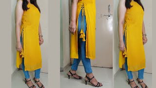 New Design Kurti Cutting and StitchingLatest Designer Side Dori Kurti CuttingSuit Cutting [upl. by Atalanti]