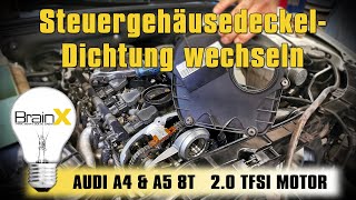 Steuerkette Abdeckung wechseln Steuergehäusedeckel Dichtung wechseln Audi A5 8T [upl. by Gnoht]