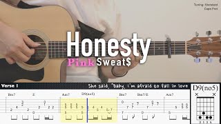 Honesty  Pink Sweat  Fingerstyle Guitar  TAB tutorial  Chords  Lyrics [upl. by Doll109]