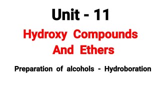 Hydroboration  Hydroxy Compounds And Ethers  TN 12th Chemistry  Unit 11  in Tamil [upl. by Sibeal751]