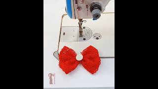 خياطة فيونكة بالدانتيل  Sewing a bow with lace stitching sewing sewinghacks sewingtips [upl. by Major]