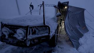 Snow Blizzard Destroyed My Camp Winter Camping Car Tent [upl. by Sivia]