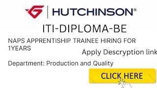 HutchinsonAutomobile ManufacturingBE Diploma Any TradeNeems TraineeOragadam [upl. by Beitch]