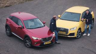 ANWB Dubbeltest Audi Q2 vs Mazda CX3 januari 2017  ENGLISH SUBTITLES [upl. by Adnahs]