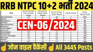 RRB NTPC 12th Level Zone preference l Zone wise Vacancies l rrb zone wise vacancy [upl. by Eelahs]