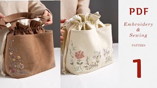 Velvet Umi Bag tutorial  Part 1  embroidery [upl. by Zeret]