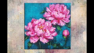 How to Paint Flowers with Acrylics  Peonies Tutorial MariArtHome [upl. by Bills]