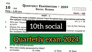 10th social science Quarterly exam original question paper 2024 [upl. by Koosis784]