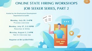 State Hiring Workshops Part 2 Resumes amp SOQs [upl. by Odlanyar]