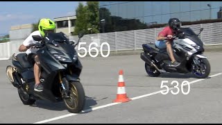 T MAX 560 Vs 530 NO STOCK MALOSSI AKRAPOVIC 0 200 MT [upl. by Landes]