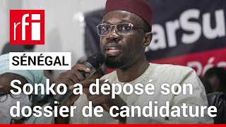 Sénégal  Ousmane Sonko a déposé son dossier de candidature au Conseil constitutionnel • RFI [upl. by Aneelas810]