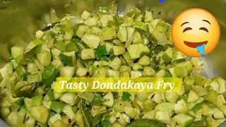 Tasty Dondakaya Fry👌 Dondakaya Fry Recipe 😋 cooking food ashwinivlogs [upl. by Munford105]