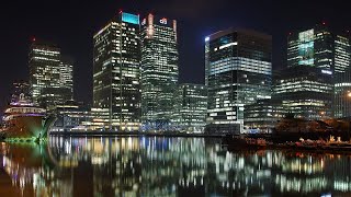 4K London Walk  Canary Wharf at Night  Crossrail Place Roof Garden [upl. by Annice]