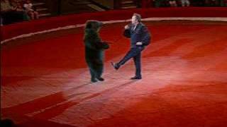 Russian circus bear jump roping dancing and on a motorcycle [upl. by Dorcea]