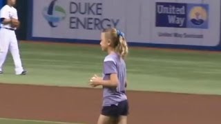 First Pitch Ends in Big Surprise for Soldiers Daughter [upl. by Neelear]