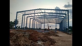 steel structure construction process step by step in site  skelton frameciviltechconstructions [upl. by Hcelemile557]