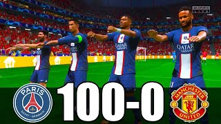 FIFA 23  RONALDO MESSI MBAPPE NEYMAR ALL STARS  PSG 100  0 MANCHESTER UNITED  UCL FINAL [upl. by Tolley]